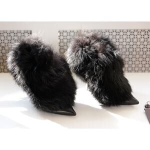 Louis Vuitton Vintage Fur High Heel Mule Pumps IT40